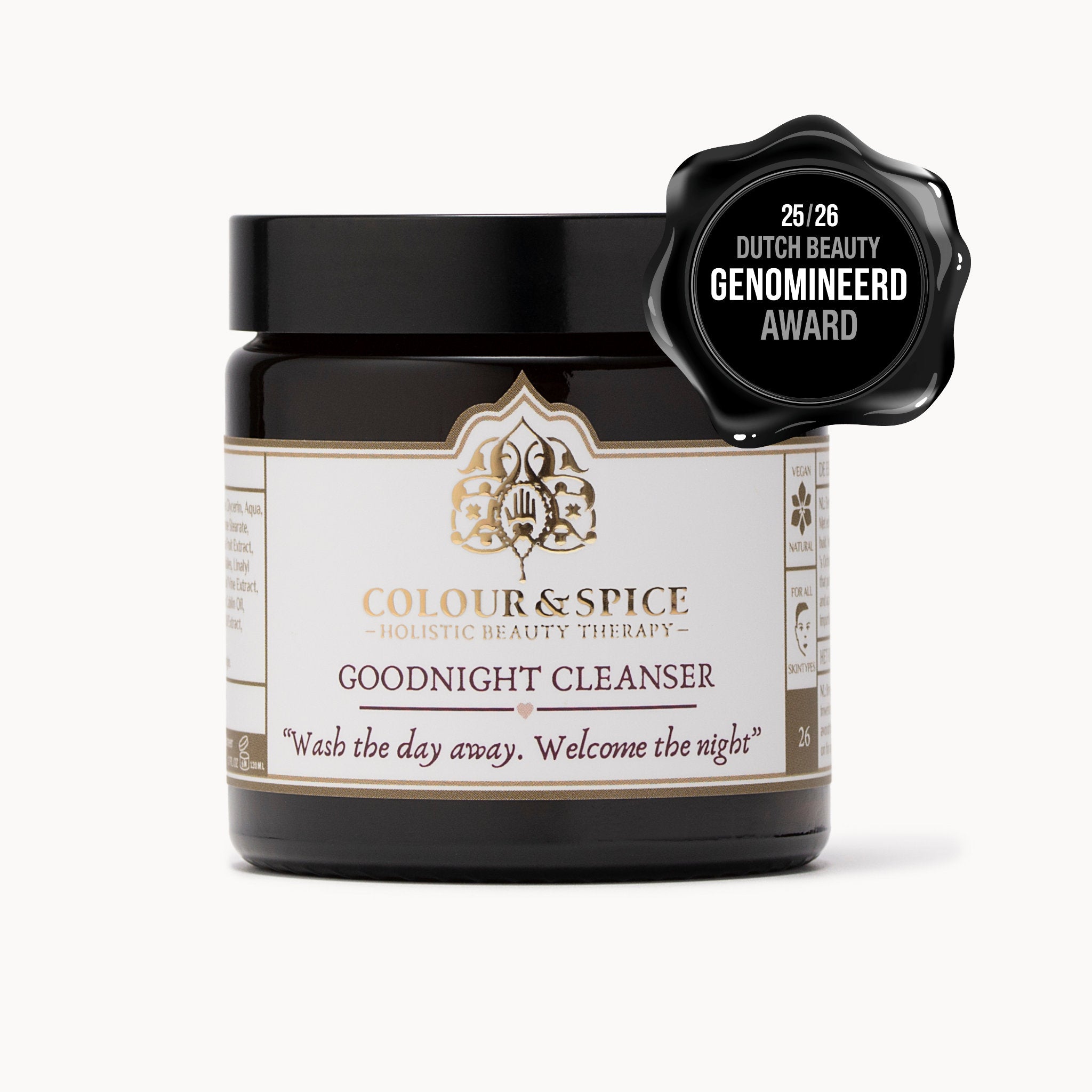 Goodnight Cleanser 120 ml van Colour&Spice met Dutch beauty Award-nominee logo