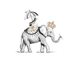 logo van het online spiegelportret traject van colour&spice  een tekening van een olifant met op zijn rug een vogeltje